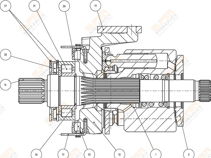 Drawing A4VG180 Series Rotary Group